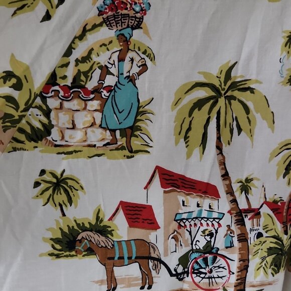 TOMMY BAHAMA | Tropical Print A-Line Skirt White Cotton Sz 10 - Picture 4 of 6